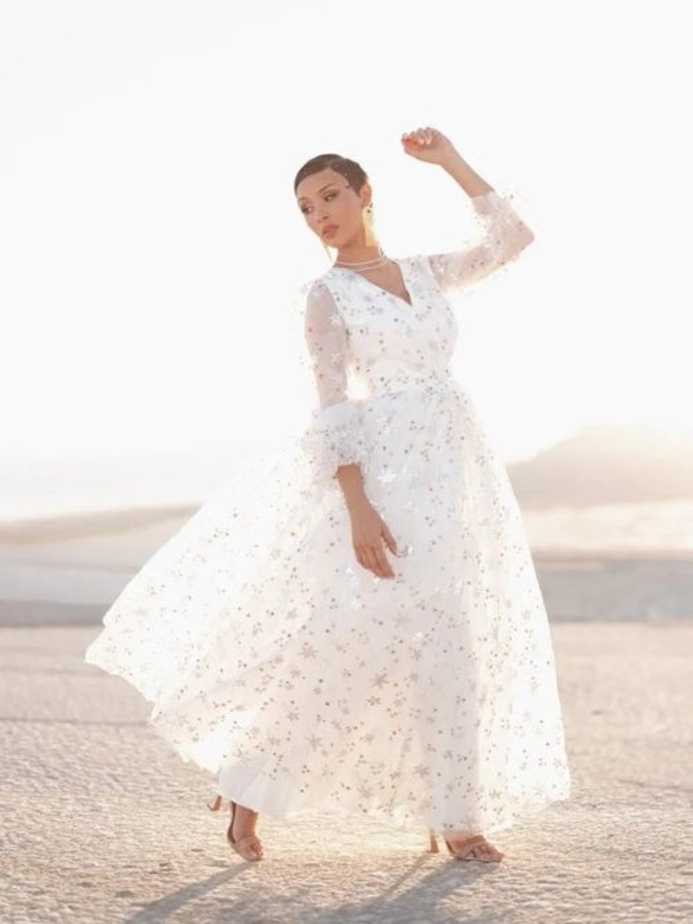 Ivory Star-Embellished Tulle Gown | Jessakae Celestia Dress